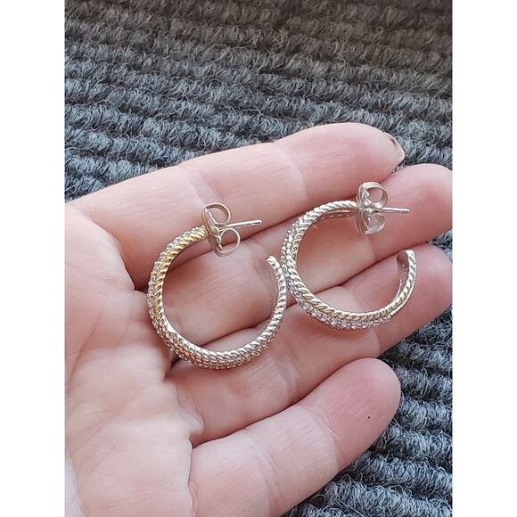 Judith Ripka CZ Cross Hoop Earrings in Sterling Silver 925 - Picture 7 of 7